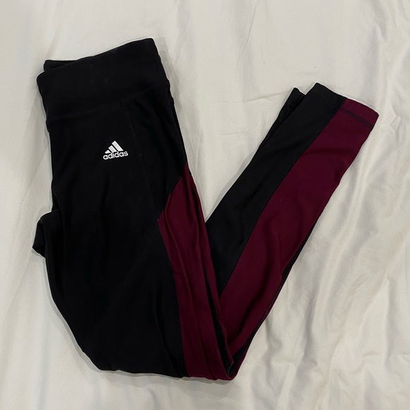 adidas Pants - FINAL PRICE adidas black and maroon leggings!
